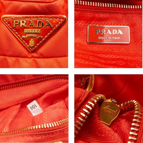 Authentic Prada Quilted Bomber Tessuto Nylon 2 way Tote Bag – Coral Orange - Picture 8 of 10